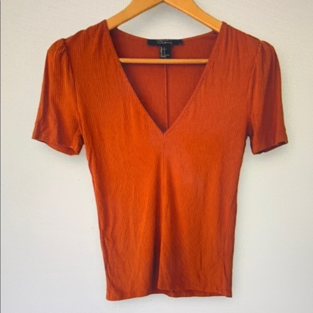 Orange V-Neck Women's Top